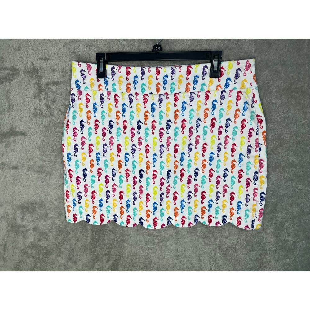 Attyre Skort Size 14 Scalloped Hem Rainbow Seahorses Beachy Coastal Golf Tennis
